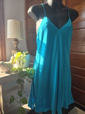 Victoria's Secret Teal 100% Silk Chemise